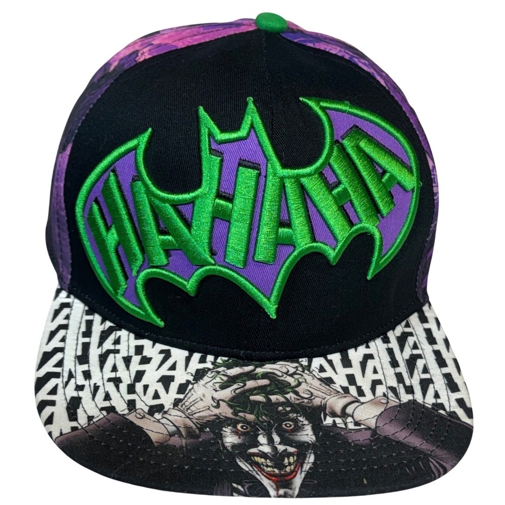 DC Comics Batman Joker Snapback Hat HA HA HA Embroidered Bat Symbol